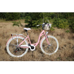 Dámsky retro bicykel 26" Lavida 7-prevodový Ružový, biele kolesá